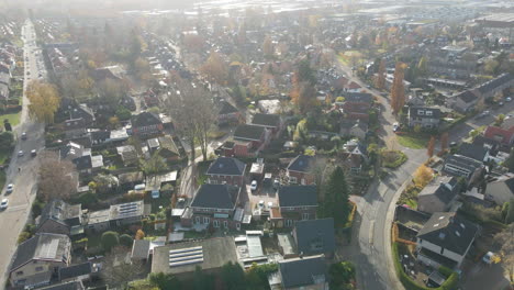 aerial of new houses in an older suburban neighborhood