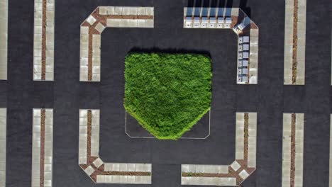 moderno cuadrado objetivo cementerio camino diseño vista aérea artístico jardín de descanso cementerio descenso lento