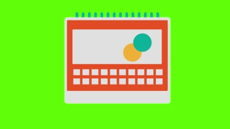 animation of a calendar on a green screen background