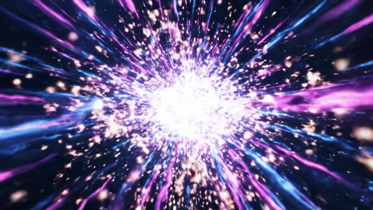 A breathtaking journey through a cosmic tunnel of vibrant blue and pink streams of light, creating a mesmerizing spectacle of stars and energy in the vast universe.