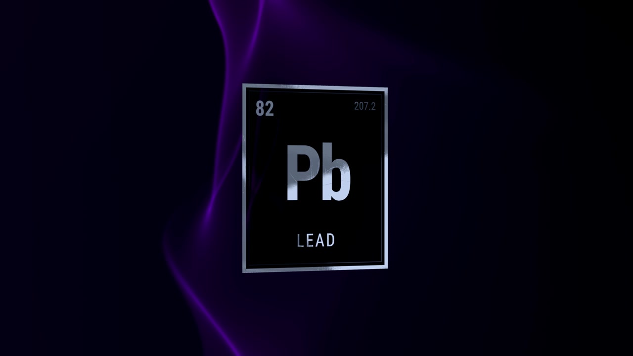 Blei Periodensystem-Elementsymbol Pb mit lila abstraktem Hintergrund