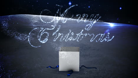 apertura presente para revelar el mensaje de navidad