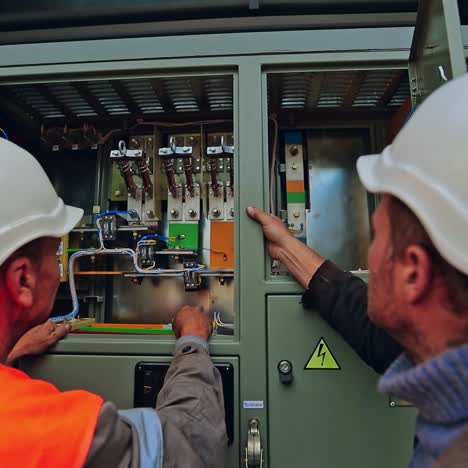engineers checking the electrical box