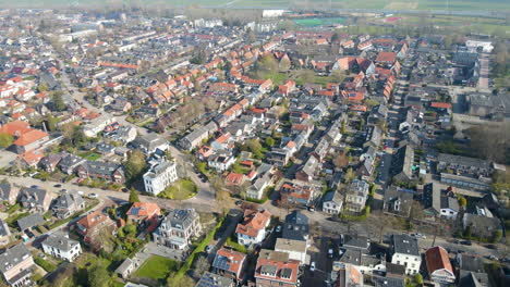 aerial of beautiful small town in the netherlands