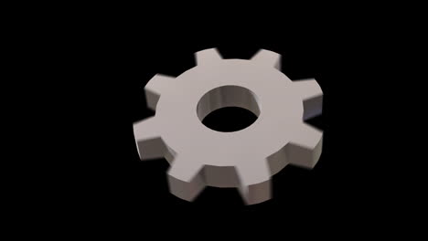 animación de engranaje gris sobre fondo negro