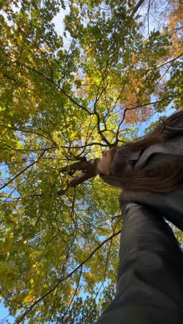 autumn park selfie under the canopy