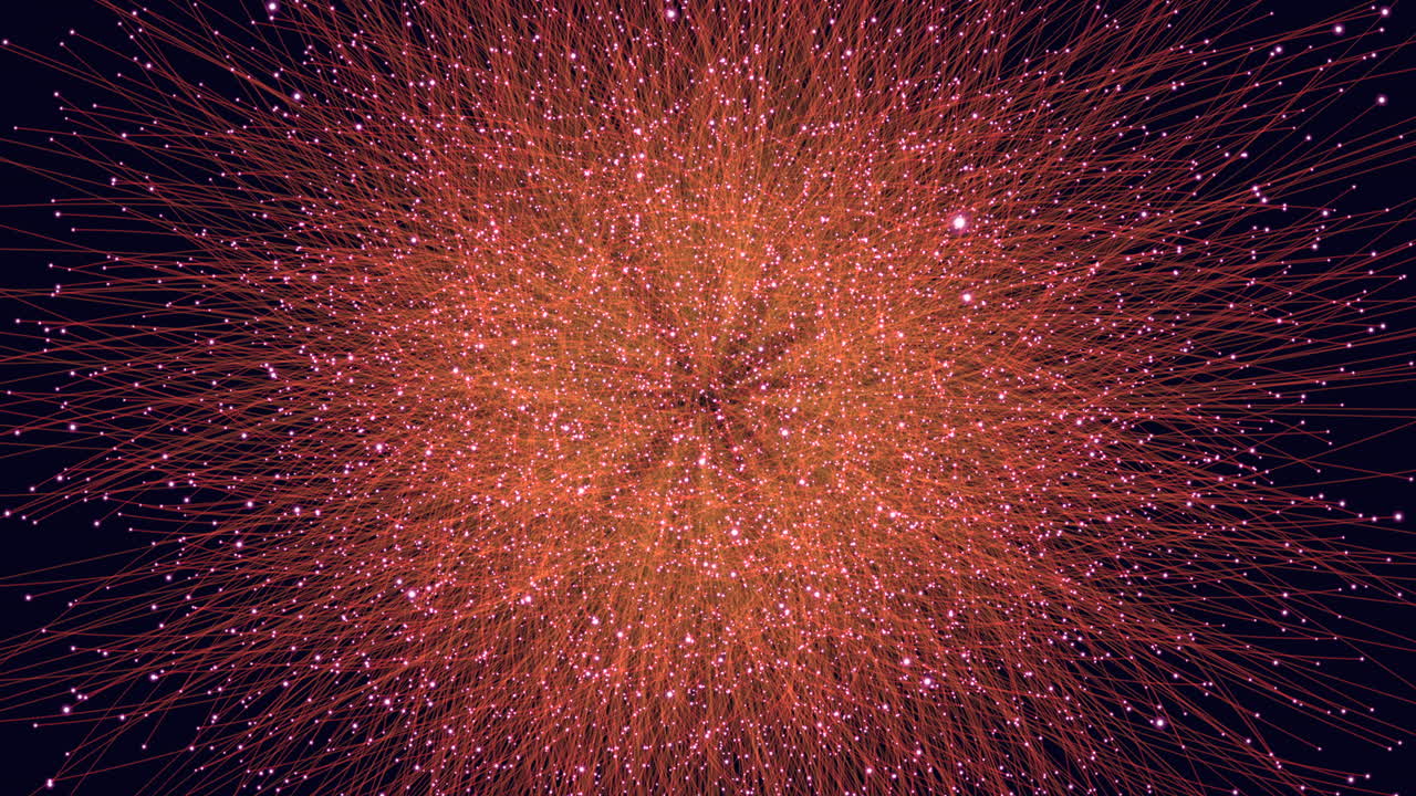 Explosive night sky fiery sparks in motion