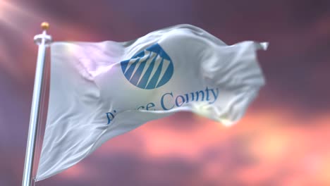 flag of pierce county at sunset, state of washington, in united states - loop