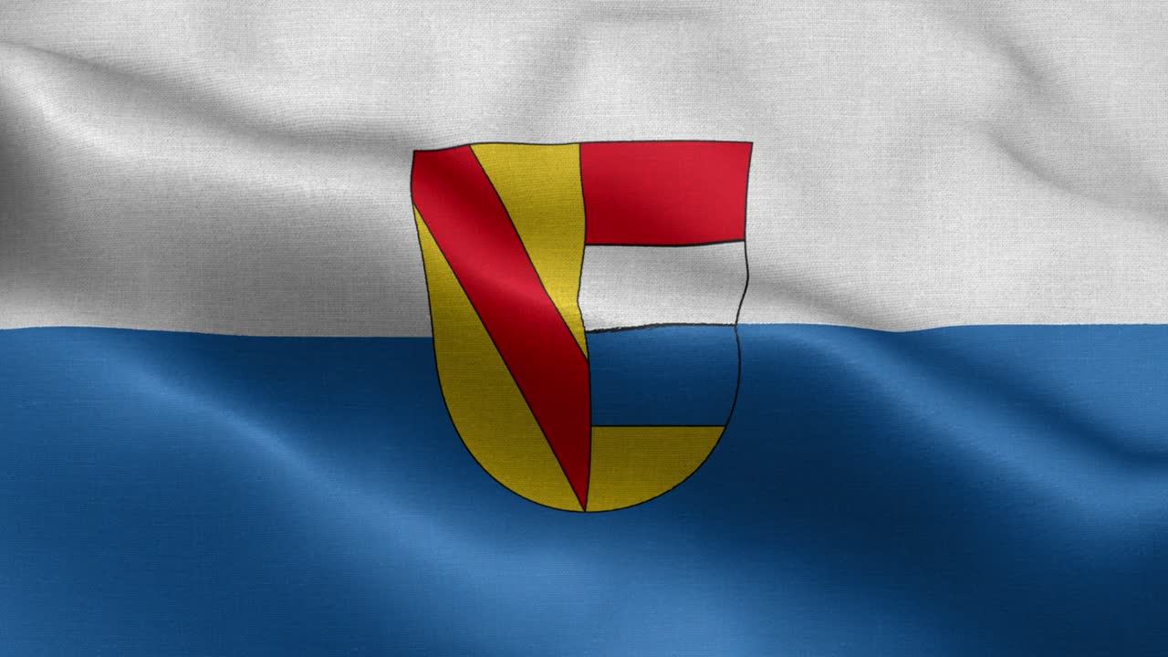 파르츠하임의 발, 바덴-위르템베르크 - 독일 국기 - 독일 지방 발 - 독일 - 발 파동 패턴 loopable 요소 - 느린 모션  플래그 - 루프 준비 완전 화면 발은 느린 동작으로 흔들고 있습니다. 현실적인 3d 애니메이션. 4k 해상도.