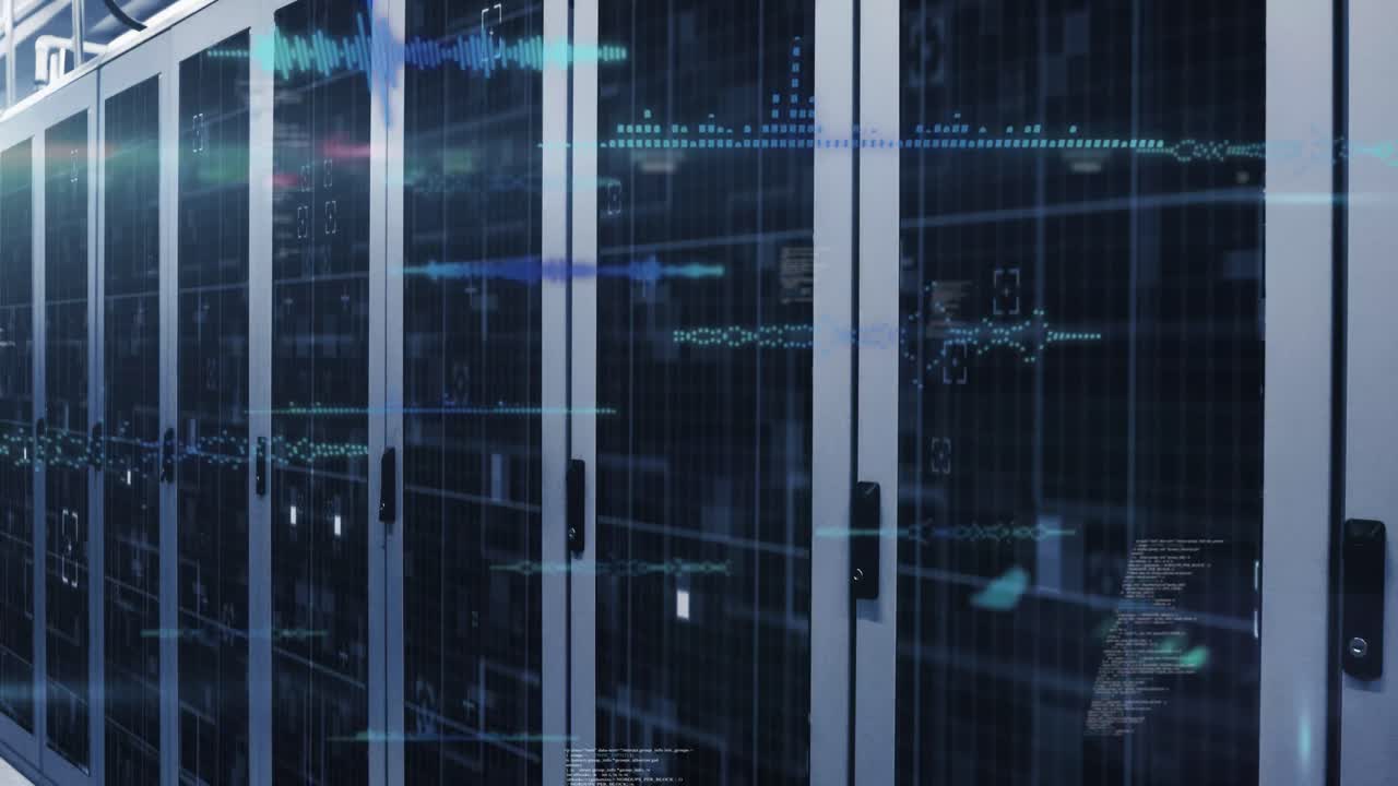 Spot of light and data processing over computer server room