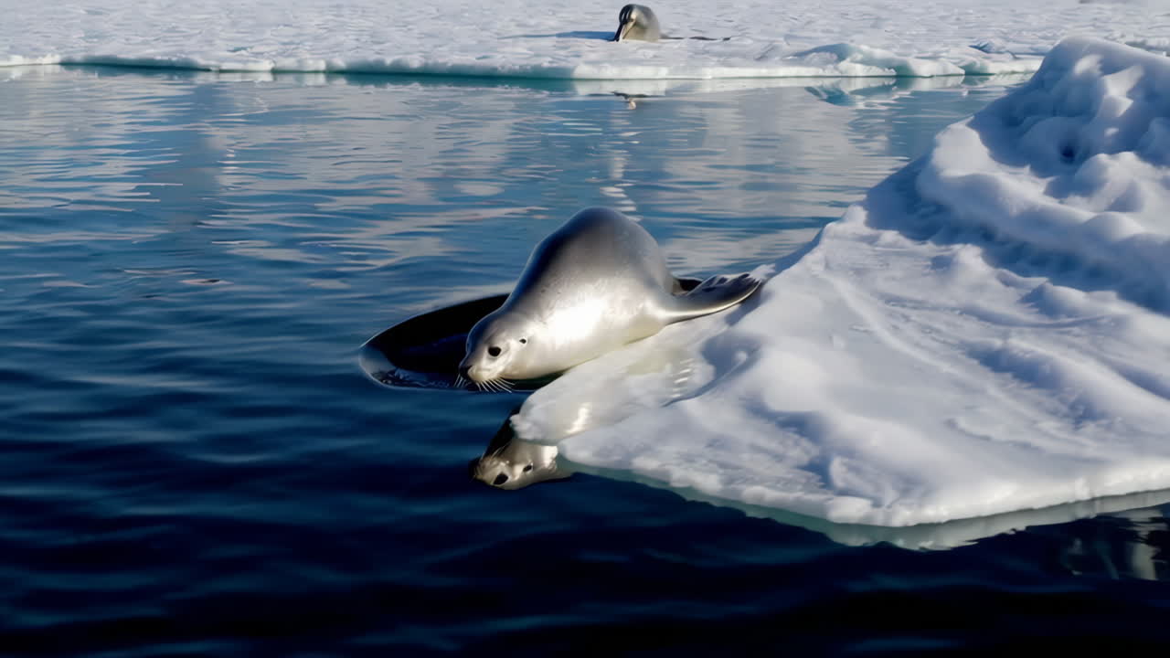 Seal on Ice Floes in Antarctica