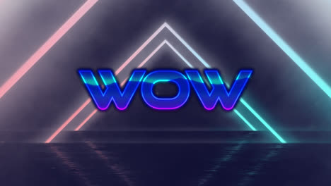 animación de texto wow sobre formas geométricas en movimiento