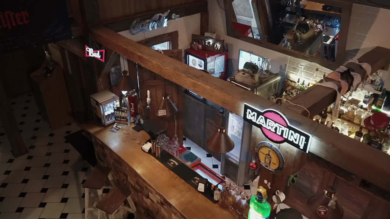 시골 목조 바 인테리어