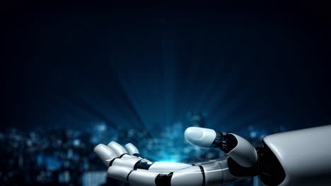 el robot futurista la inteligencia artificial iluminando el concepto de la tecnología ai