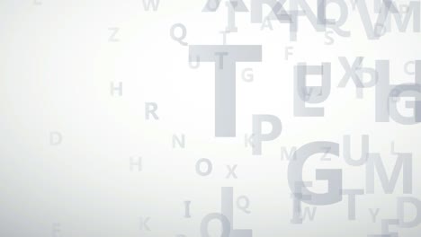 abstract abc alphabet on white background, letters in transparency. 2d animation. loop footage 4k