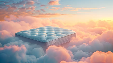 floating mattress in a cloud sky