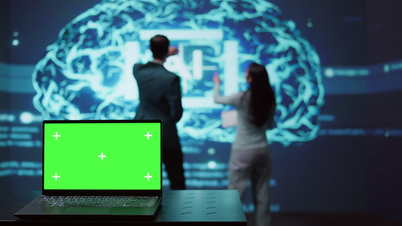 Close up of isolated screen laptop used for developing artificial intelligence