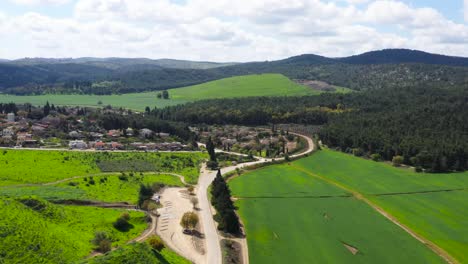 Green-hills-and-valleys-at-Megido-forest-outside-Tel-Megiddo-National-park,-Israel