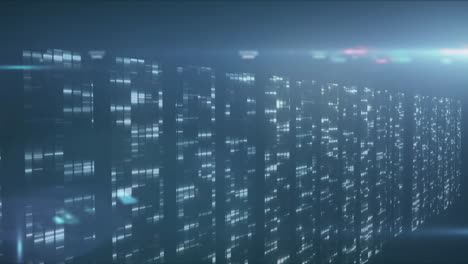 Animation of illuminated bar graphs with lens flare over black background