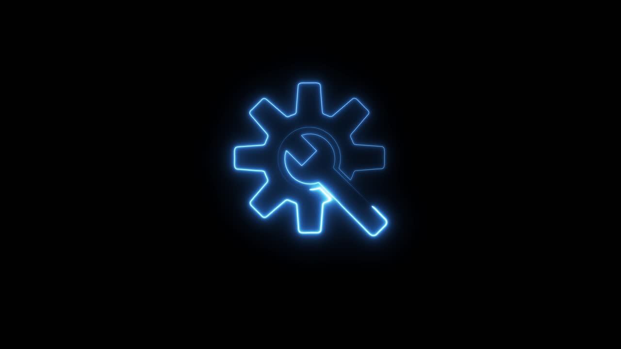 Neon Gear and Wrench Icon