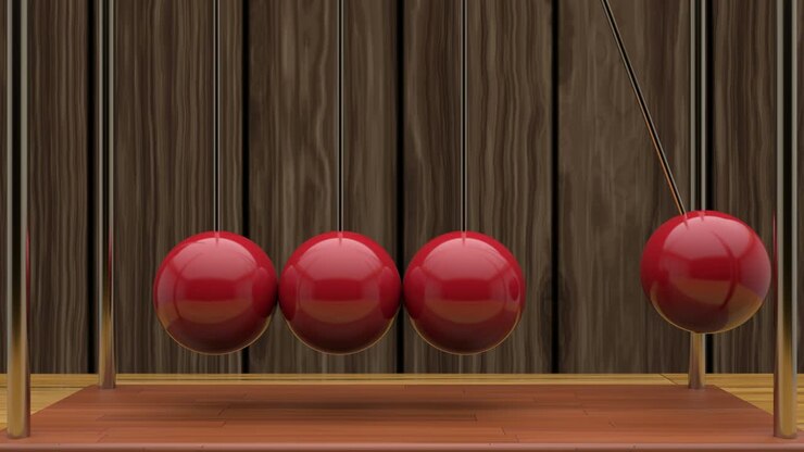 3d animation of pendulum on wooden background. Seamless pattern.