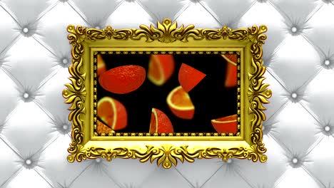 fruits in gold picture frames