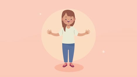 happy young woman standing character