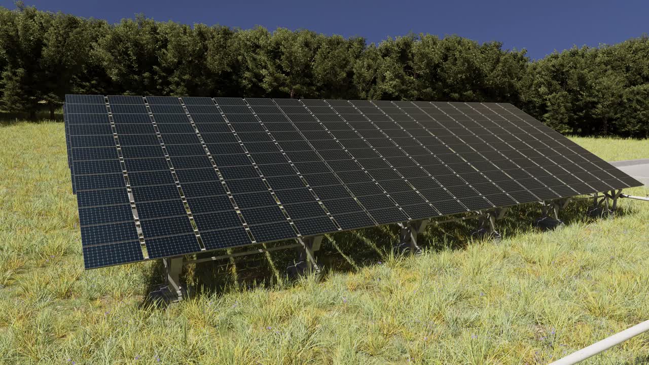 3dD animation green area with solar panels