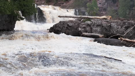 rushing river at gooseberry falls state park in minnesota