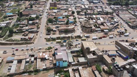 traffic in center of african town loitokitok, kenya, aerial time lapse