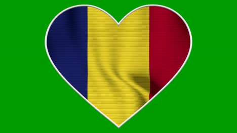 romania heart love flag loop - realistic 4k flag waving in the wind