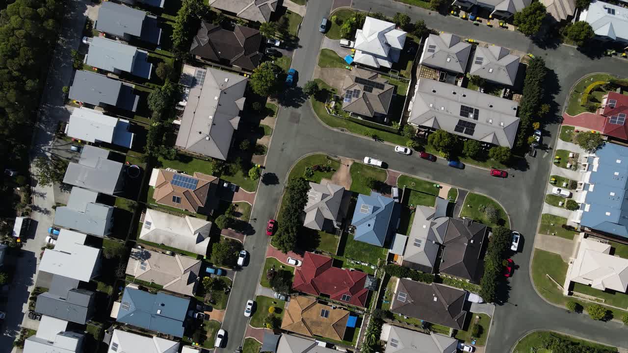 Aerial View of a Suburban Neighborhood with Houses and Streets