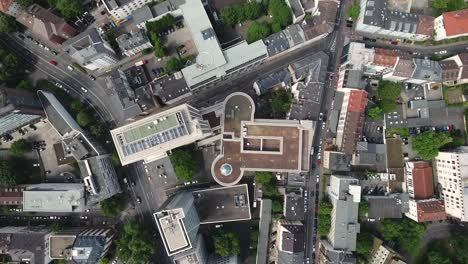 frankfurt city buildings and streets top down panorama