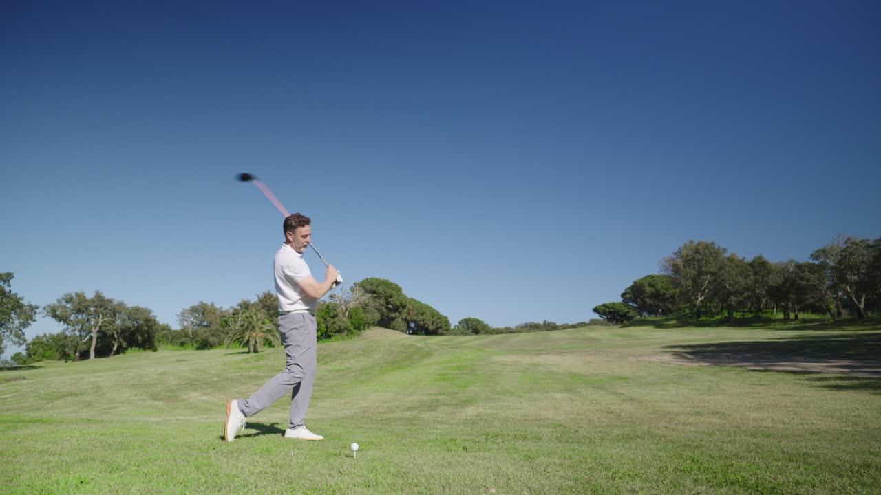 Man playing golf on a sunny day
