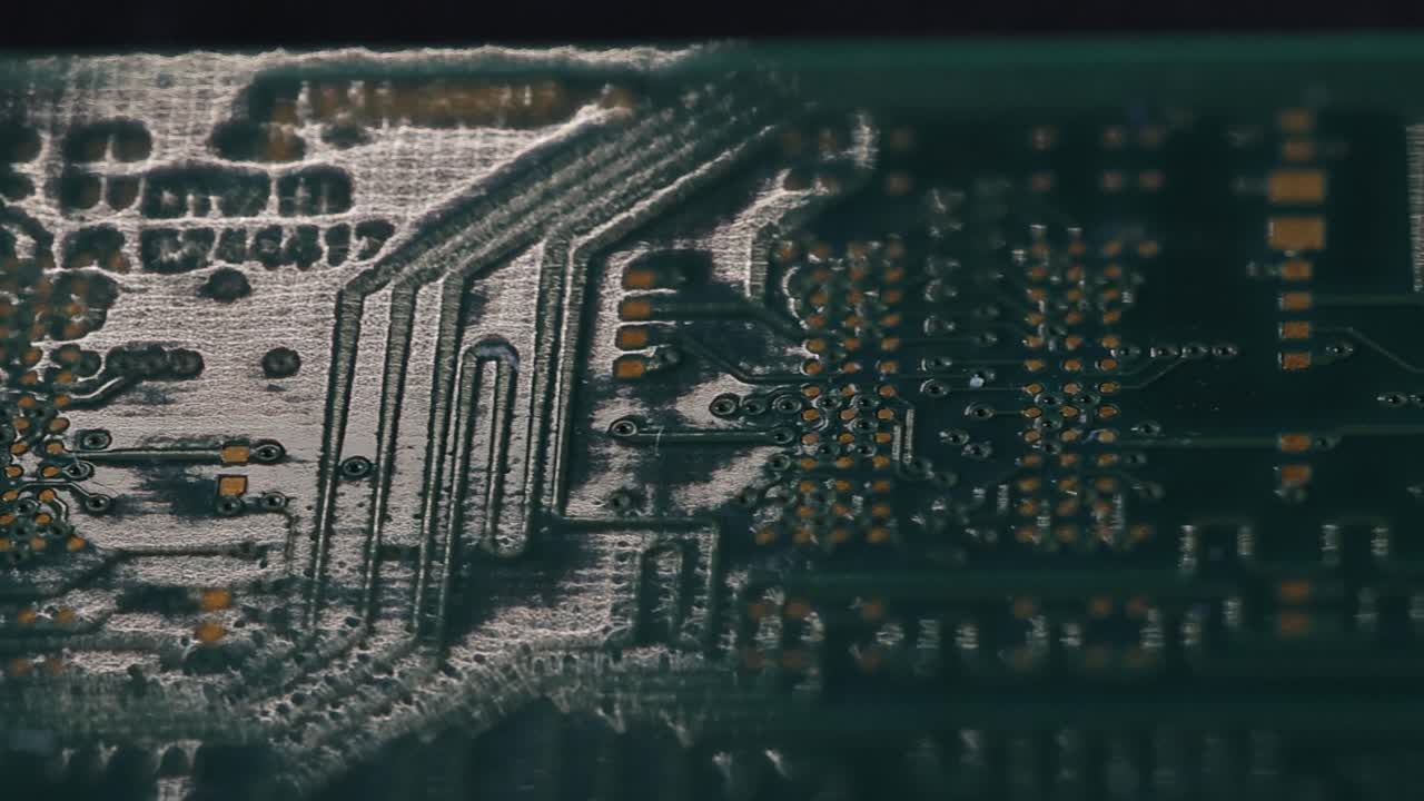 Eletronic circuits board with conectors. PCB board macro video