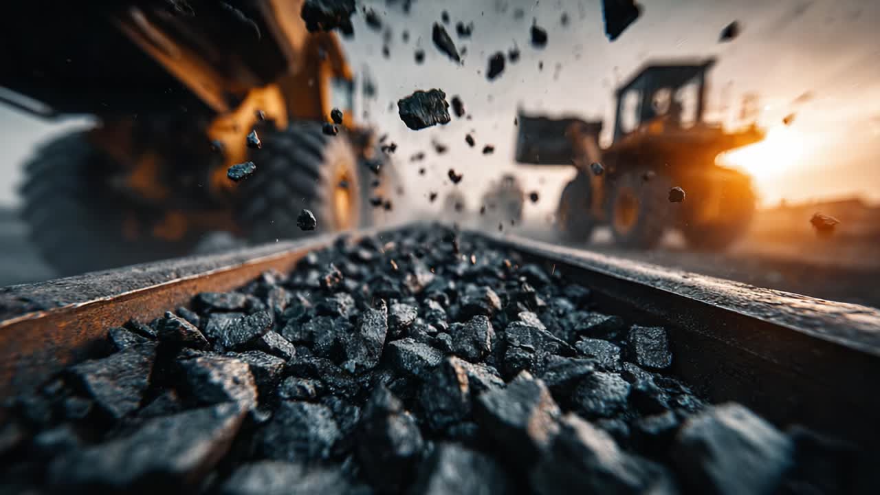 Heavy Machinery Lifting Rocks: A Dynamic Operation on a Construction Site with Focus on Gravel and Dust During a Productive Workday, Showcasing Industrial Efficiency and Power