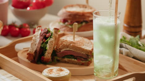 delicious sandwiches and refreshing drink