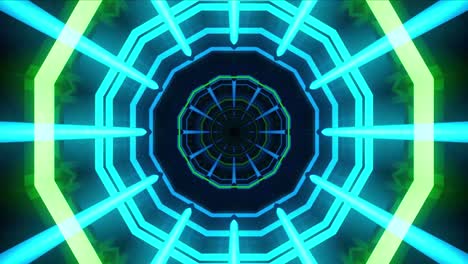 túnel de neón y caleidoscópico. patrón hecho con un sistema de partículas.