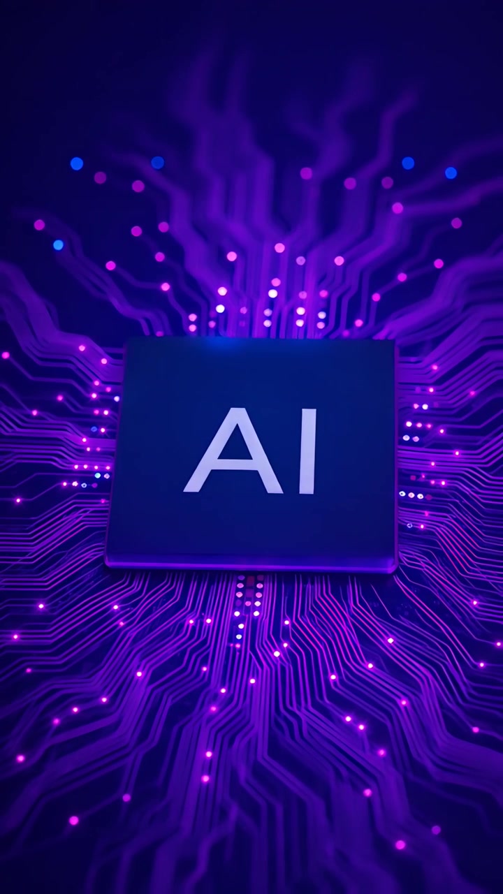 Sfondo Tecnologico Futuristico con Scheda Madre e Chip AI 4K