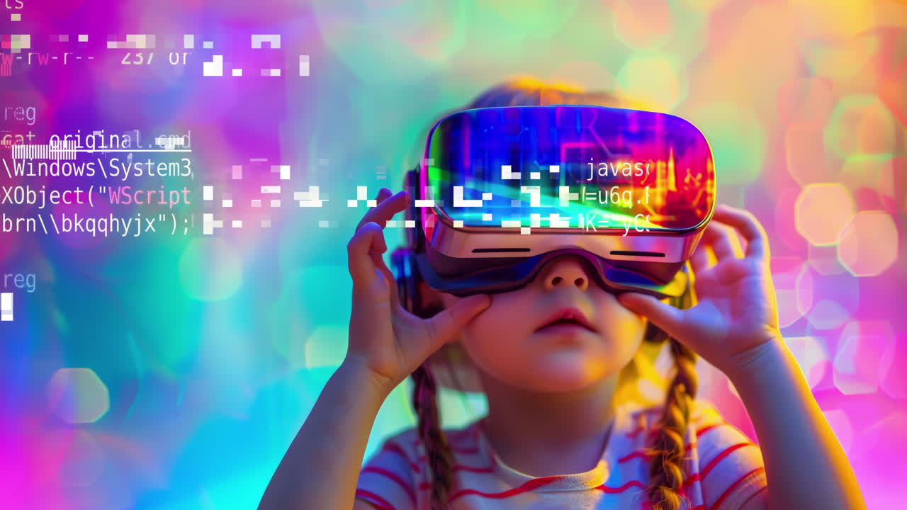 niño pequeño con auriculares vr hechos en ai