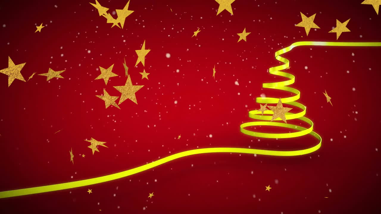 animación de estrellas cayendo sobre el árbol de navidad