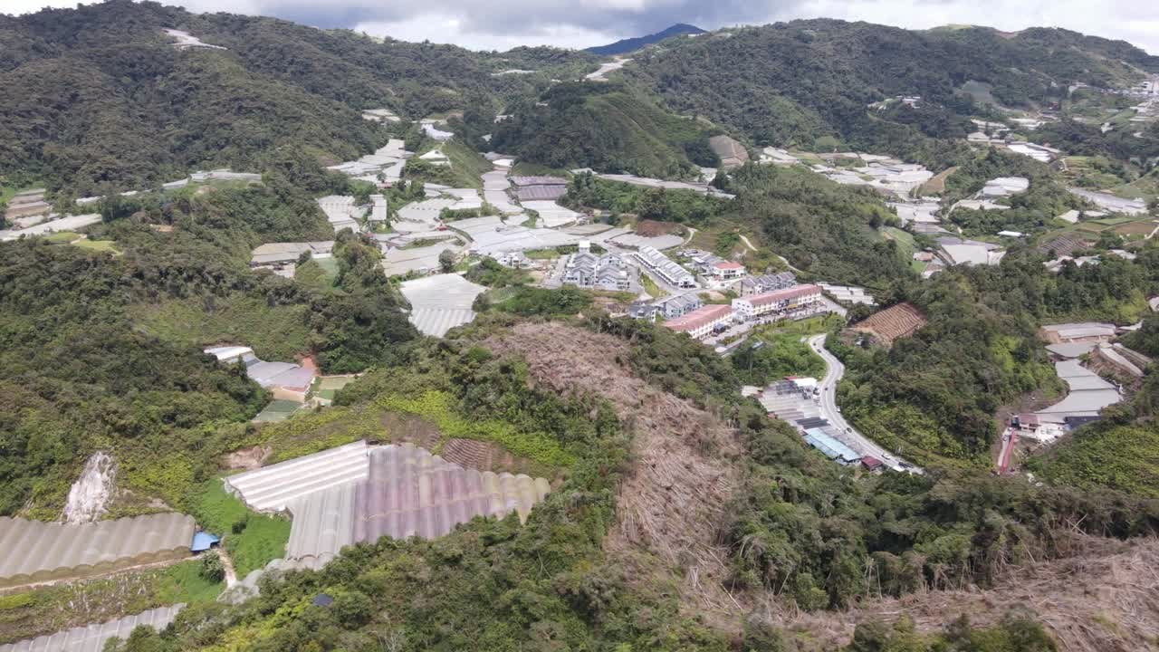 말레이시아의 카메론 하이랜드 지역 내의 브린창 지역의 일반 풍경