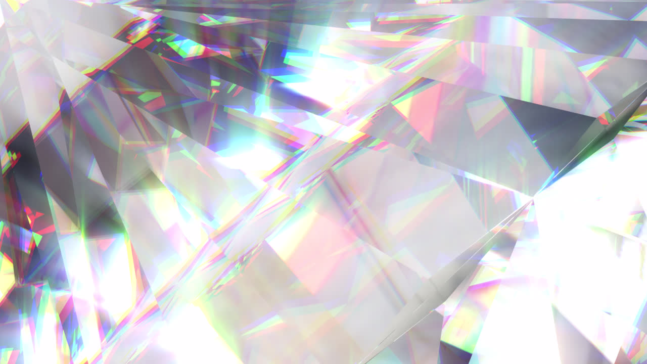 animación de un prisma brillante claro que se mueve sobre puntos de luz