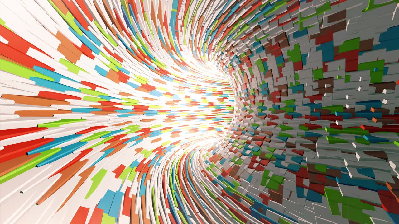 volando a través de un túnel colorido