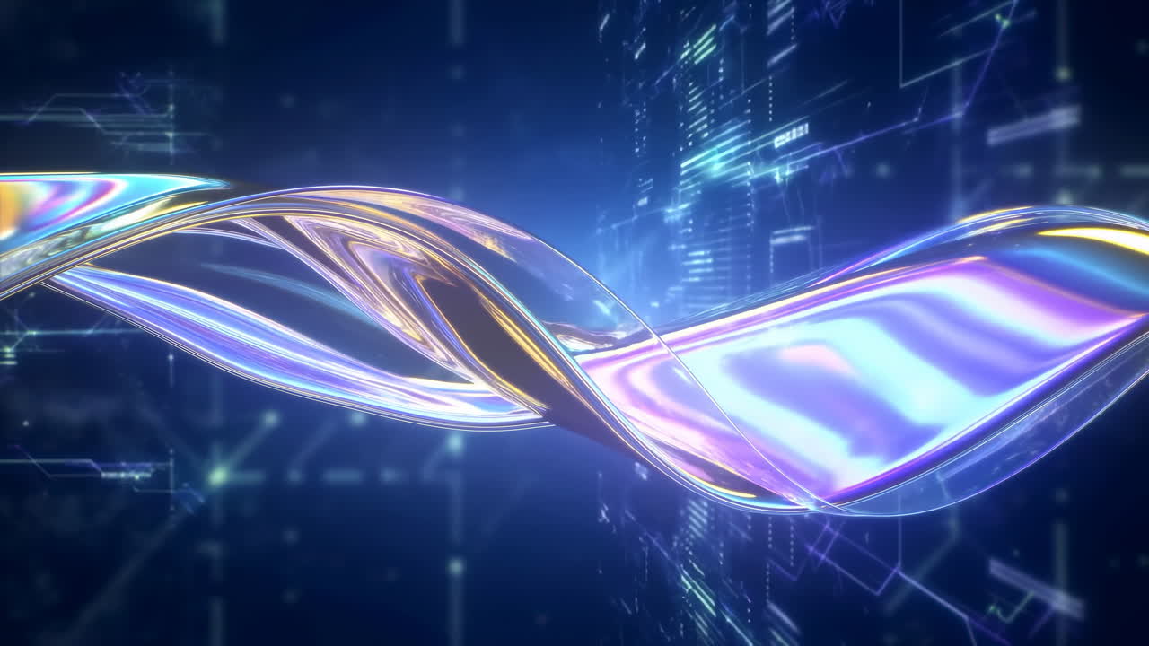 Dynamic Iridescent Wave Flowing in Futuristic Digital Background