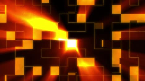 panel de fuego brillante de lámparas cuadradas, espectáculo de láser, energía esotérica, fondo abstracto, animación en bucle.