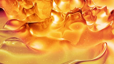 looped abstract background with wavy sparkling golden liquid pattern on shiny glossy surface. viscous blue fluid like surface of gold foil or brilliant glass. beautiful creative festive backdrop.