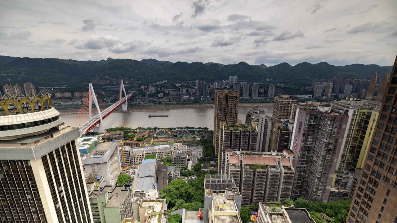 Timelapse of the amazing Chongqing city skyline from a high vantage point