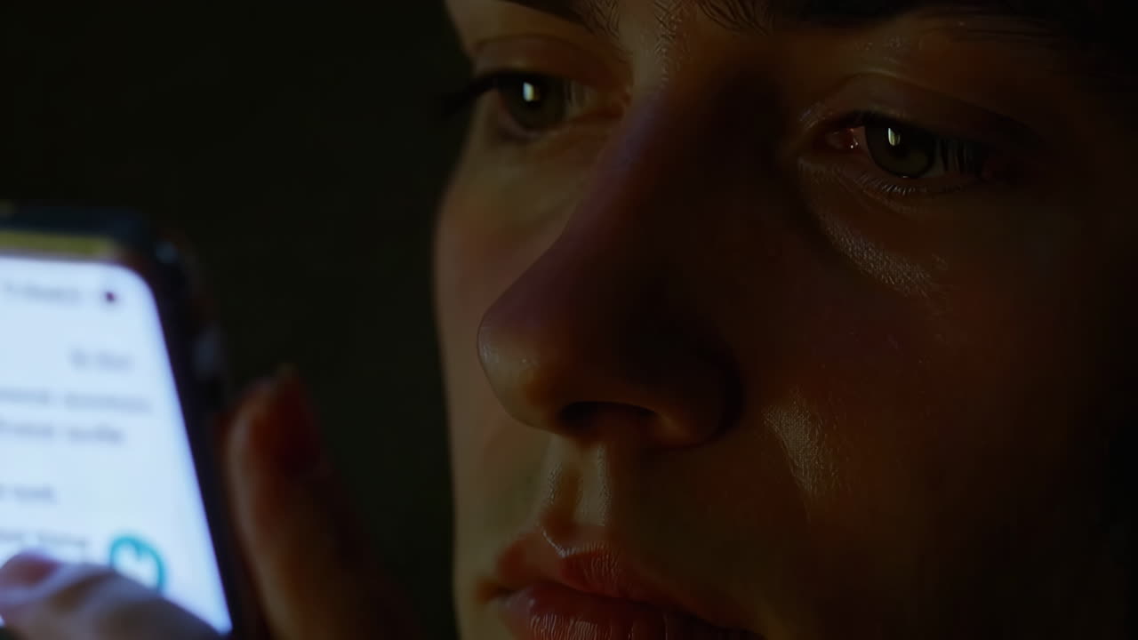 Person looking at their phone at night
