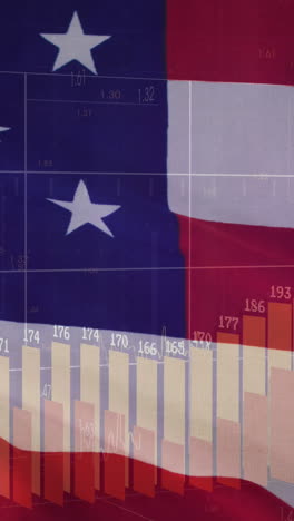 animation of data processing over flag of america